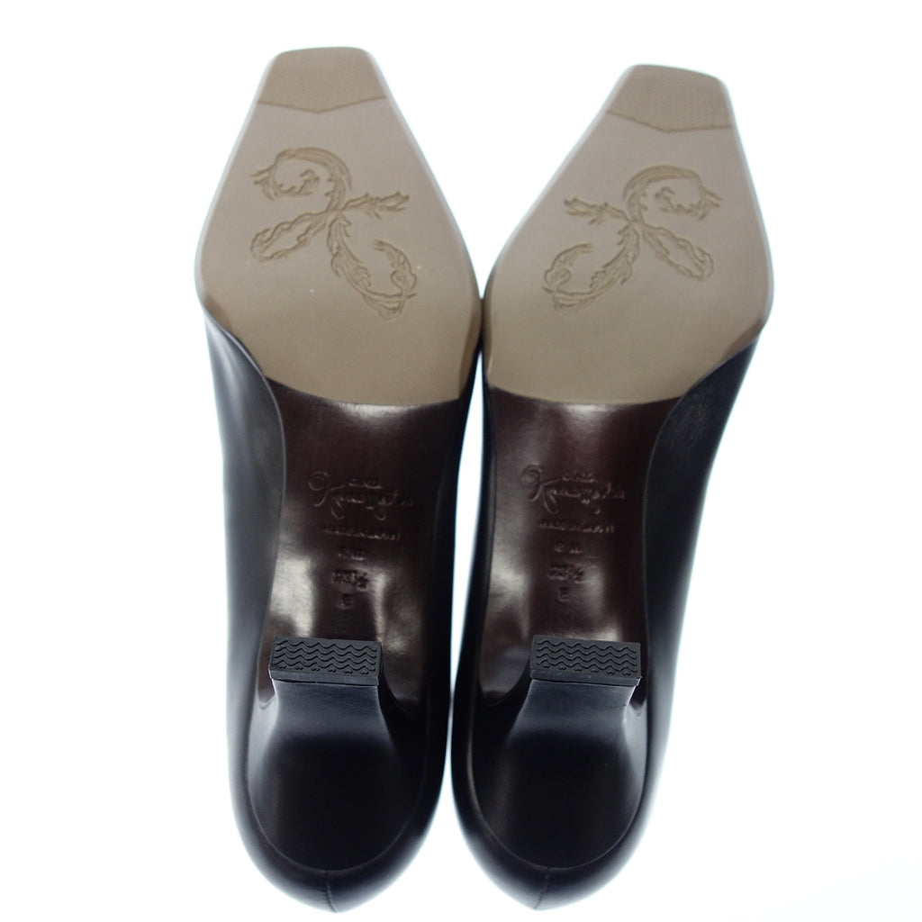 Like new◆Ginza Kanematsu Pumps Square Toe Women's 23.5cm Black GINZA Kanematsu [AFC44] 