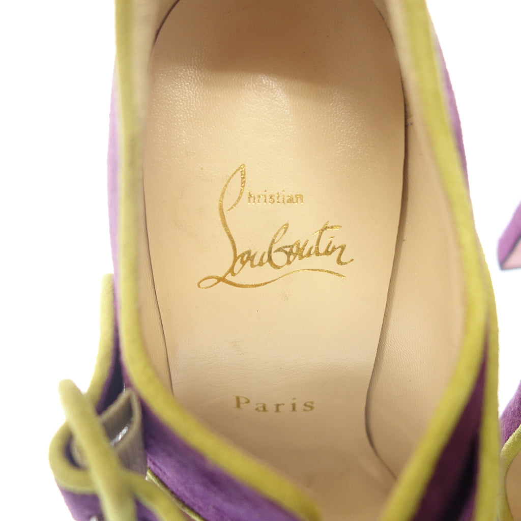 Used Christian Louboutin Suede Leather Belt Heel Pumps Shoes Women's 35 Purple Christian Louboutin [AFC6] 