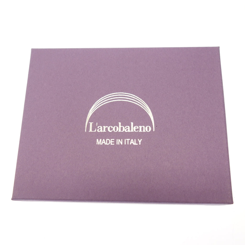 未使用◆ラルコバレーノ 二つ折り財布 レザー 茶×青 箱付き L'arcobaleno【AFI18】