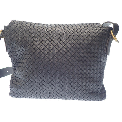 中古◆ボッテガヴェネタ イントレチャート レザーショルダーバッグ ゴールド金具 BOTTEGA VENETA【AFE5】