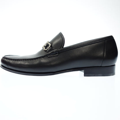 Very good condition ◆Salvatore Ferragamo leather loafer bit silver metal fittings men's 7E black Salvatore Ferragamo [AFD7] 