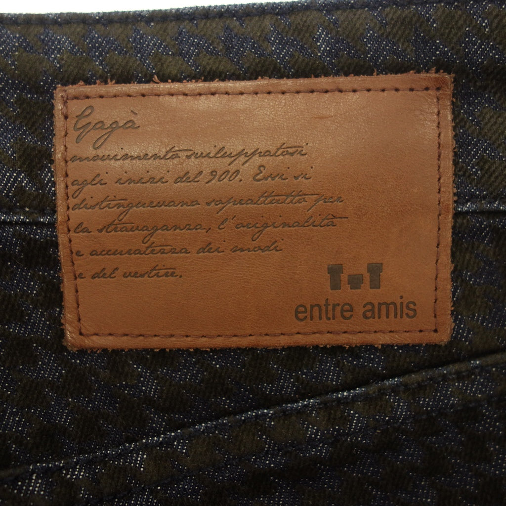 Good condition ◆ Entre Amis Denim Pants 8252-814L22 Men's Houndstooth Pattern Blue Size 33 entre amis [AFB11] 