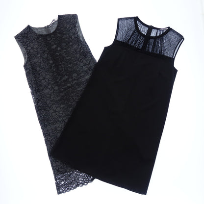 Very good condition◆SPORT MAX One Piece Sleeveless See-Through Switching &amp; Lace Women's Gray Black S 2 Piece Set SPORT MAX [AFB19] 