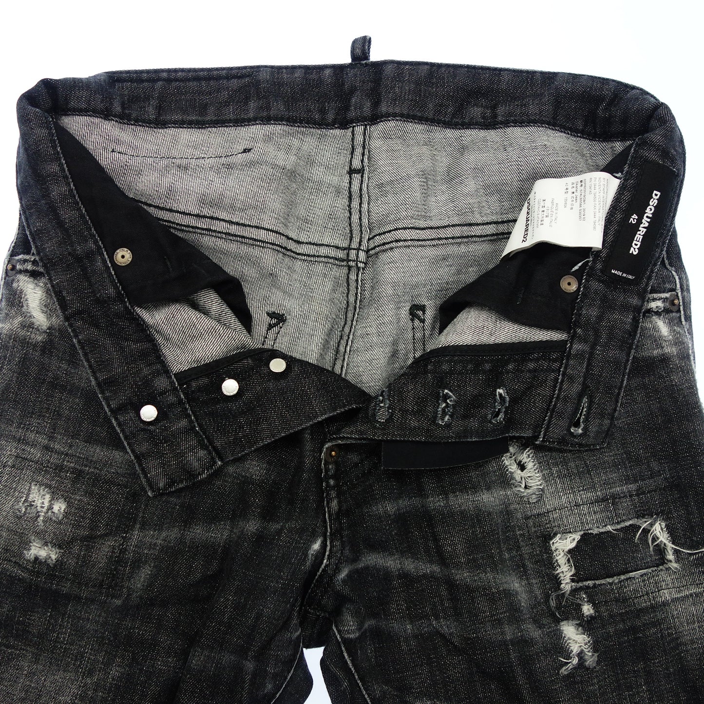 美品◆ディースクエアード デニムパンツ ダメージ加工 Skater Jean 19AW メンズ ブラック系 サイズ42 Dsquared2【AFB22】