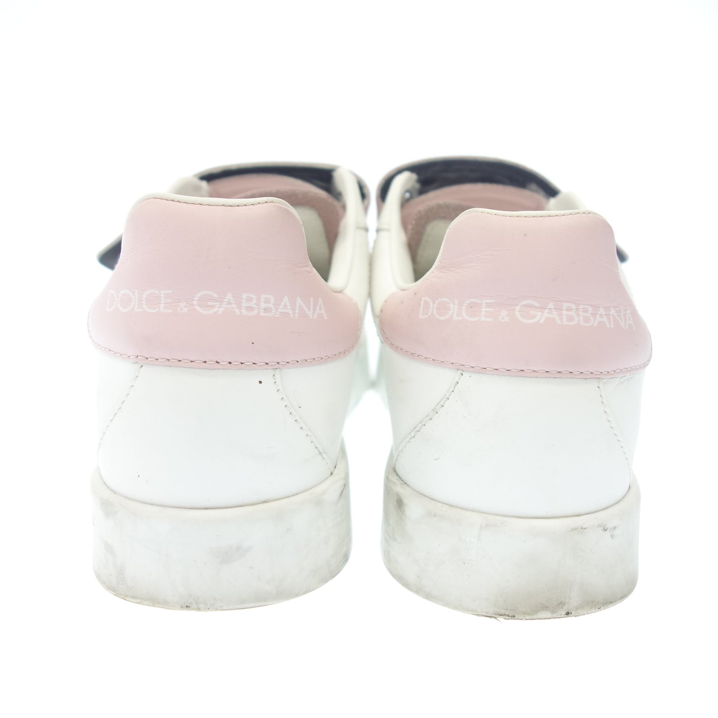 状况良好◆Dolce &amp; Gabbana 皮革运动鞋魔术贴徽标女式白色 x 粉色 尺码 37 DOLCE &amp; GABBANA [AFC14] 