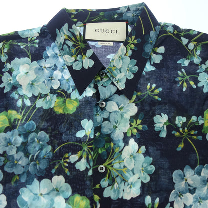 Gucci shirt floral pattern cotton men's blue 40 GUCCI [AFB20] [Used] 