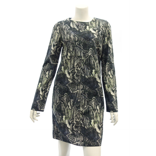 Good condition◆Marni cotton long sleeve dress all over pattern ladies size 40 black MARNI [AFB51] 