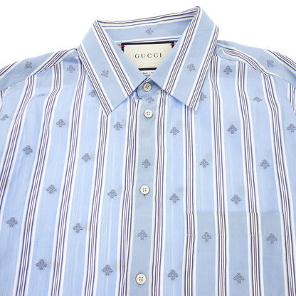 Gucci long sleeve shirt bee stripe 568356 men's blue 39 GUCCI [AFB22] [Used] 