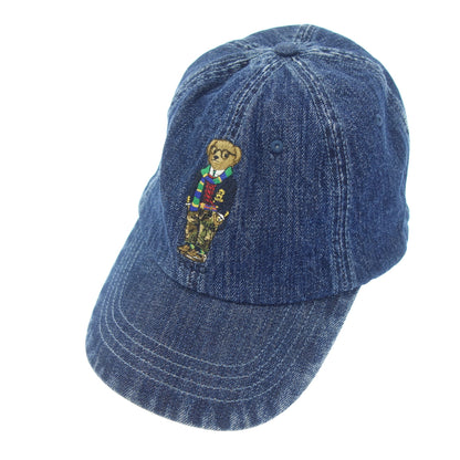 ポロラルフローレン キャップ デニム ベア刺繍 インディゴ POLO RALPH LAUREN【AFI22】【中古】