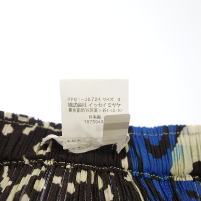 美品◆プリーツプリーズ イッセイミヤケ プリーツスカート 花柄  PP81-JG724 レディース 3 白×黒 PLEATS PLEASE ISSEY MIYAKE【AFB34】