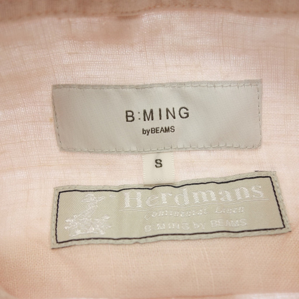 Like new ◆ Beaming Beams Short Sleeve Linen Shirt Herdman Men's Linen Pink Size SB:MING [AFB23] 