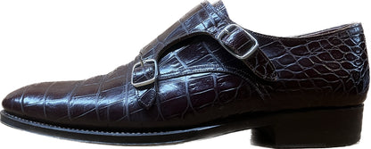 美品◆トレーディングポスト レザーシューズ ダブルモンク クロコ型押し 赤茶系 7 Trading Post