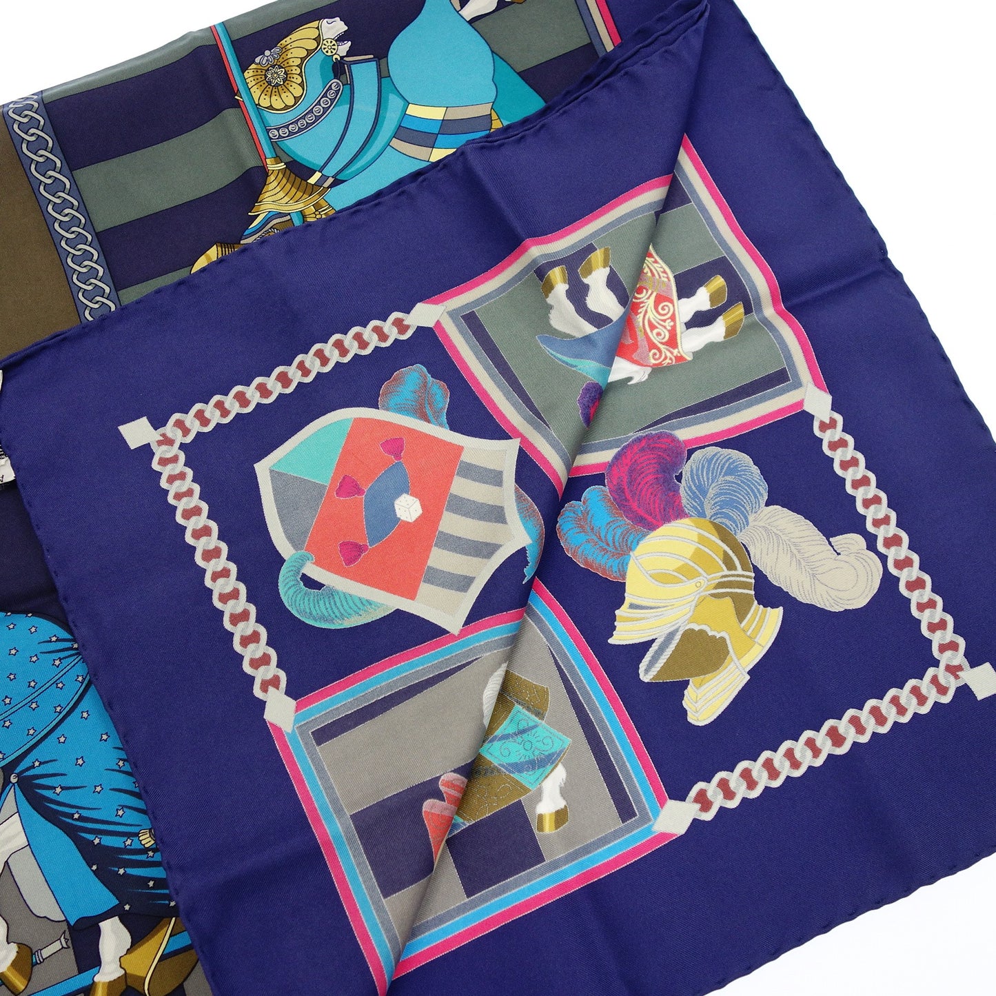 Hermes Scarf Carre 90 Silk Clash of Feathers Navy HERMES [AFI21] [Used] 