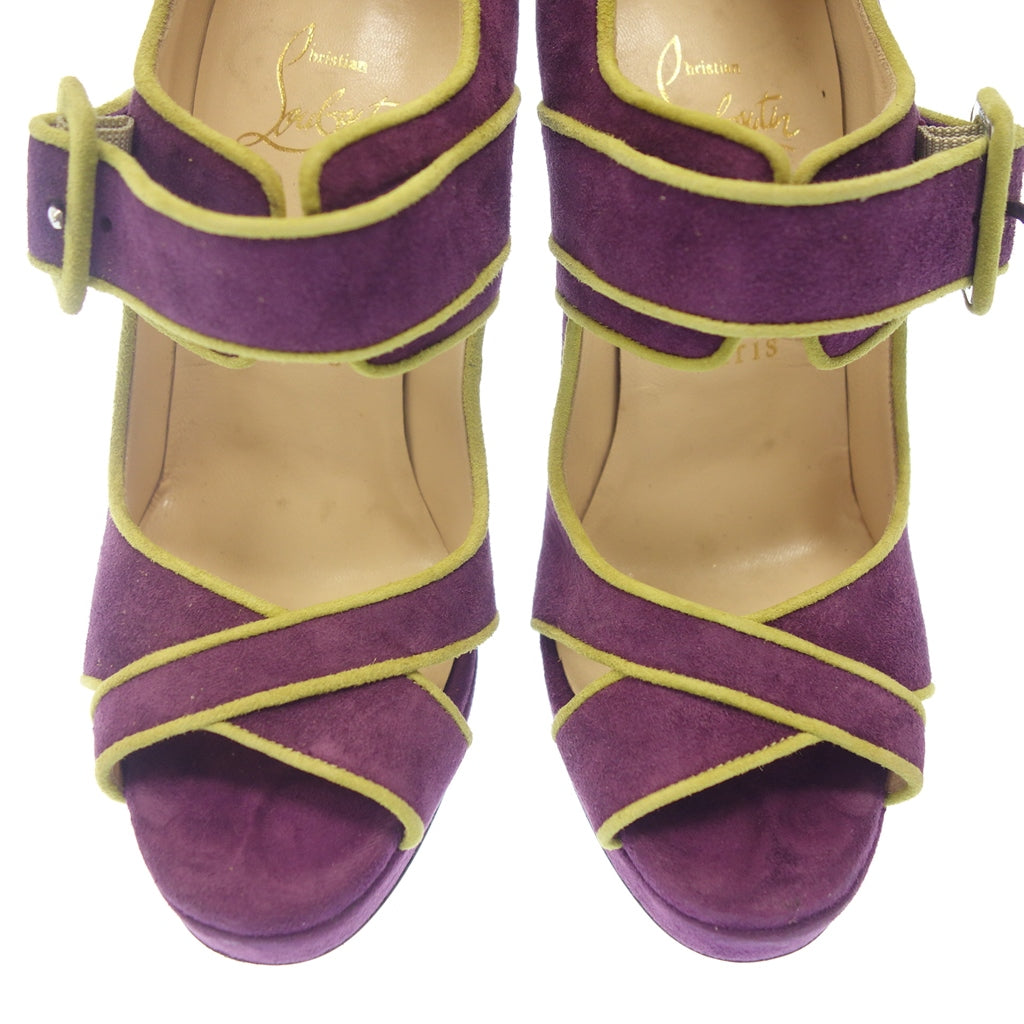美品 Christian Loubtin スエード リボン ラウンドトゥパンプス Christian Louboutin - 美品 Christian Loubtin スエード リボン