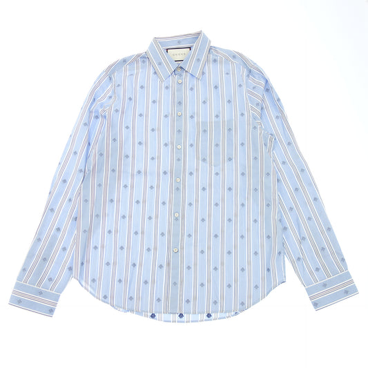 Gucci long sleeve shirt bee stripe 568356 men's blue 39 GUCCI [AFB22] [Used] 