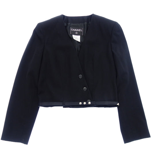CHANEL Jacket 00T Wool No Collar Women's Black 38 CHANEL [AFB6] [Used] 
