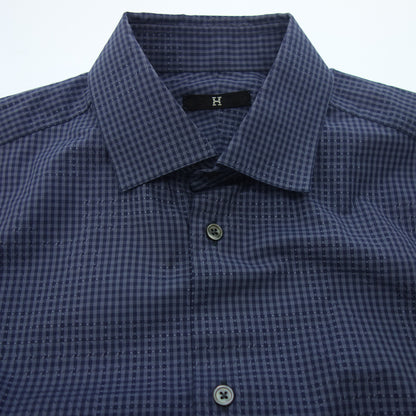 Hermes long sleeve shirt gingham check 39 men's blue HERMES [AFB20] [Used] 
