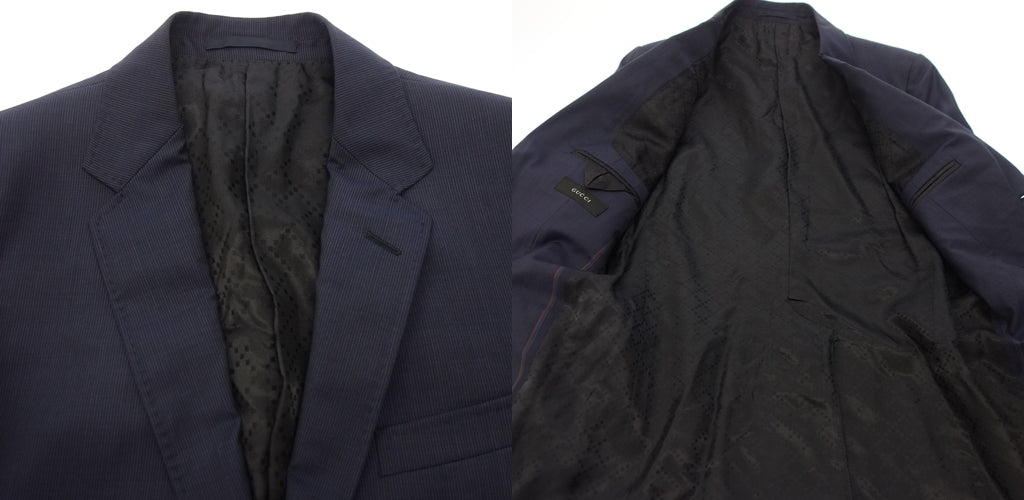 グッチ スーツセットアップ 2Bジャケット ネイビー 46 メンズ【AFA15】