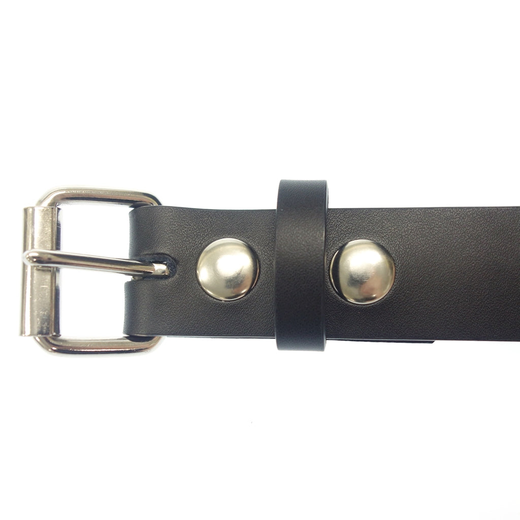 Very good condition◆Funk Plus Belt Leather Eyelet Belt Size L Black x Silver FUNK PLUS [AFI18] 