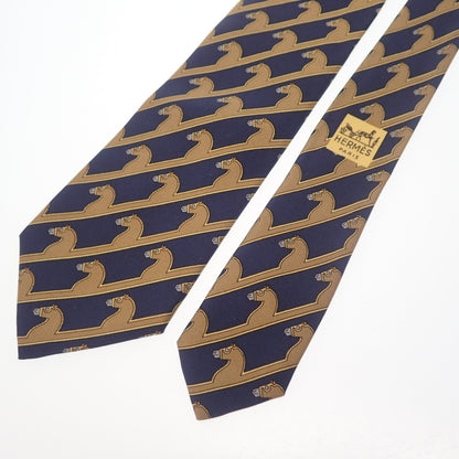 Very beautiful item◆Hermes necktie allover pattern horse 100% silk HERMES [AFI16] 