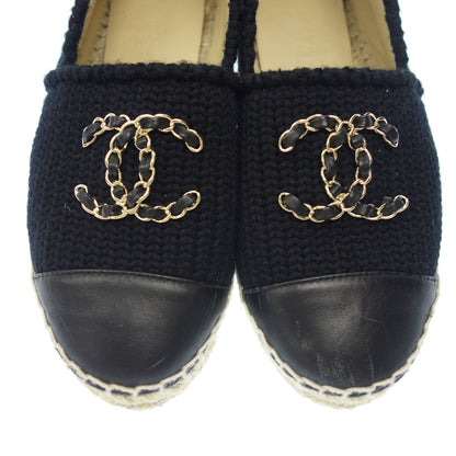 Used ◆CHANEL slip-on flat shoes 20K chain CC espadrilles ladies black size 35 G36368 CHANEL [AFC20] 