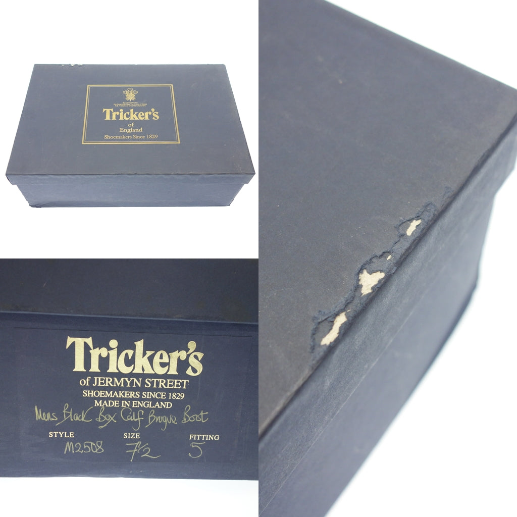 Good Condition ◆ Tricker's Leather Shoes Country Boots Lace Up Moulton M2508 Men's Black Size UK7.5 Tricker's MALTON [AFD6] 