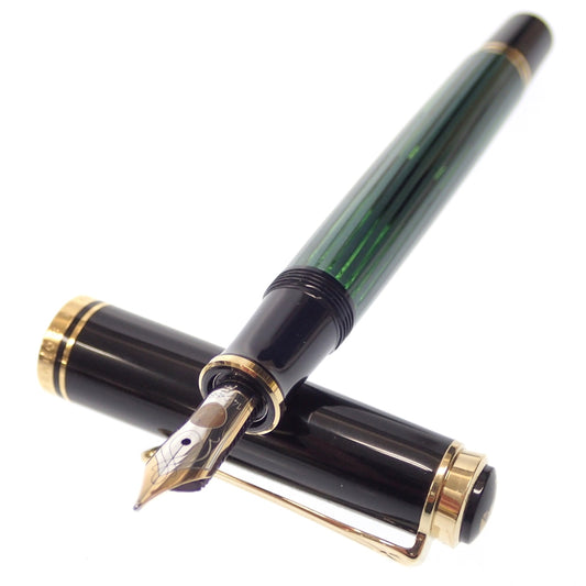 Good condition ◆ Pelikan Fountain Pen Souveran Striped Nib 14C-585 Width F Green Pelikan Souveran [AFI8] 