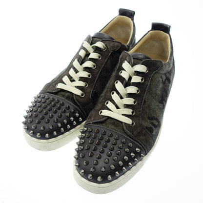 Good Condition◆Christian Louboutin Leather Sneakers Lace-up Camo Pattern Studs Men's 43.5 Gray Christian Louboutin [AFC4] 