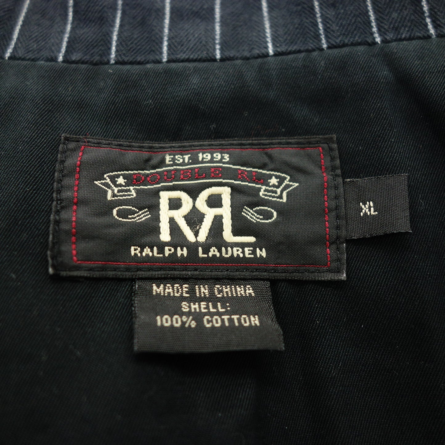 Double RRL Ralph Lauren 马甲翻领条纹海军蓝男士 XL RRL [AFB21] [二手] 