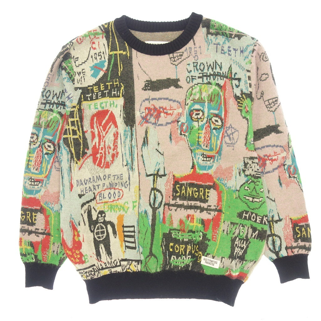 Very good condition◆WACKO MARIA Jean-Michel Basquiat knit sweater 22AW Men's Multicolor Size M All over pattern WACKO MARIA Jean-Michel Basquiat [AFB15] 