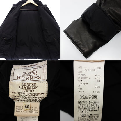 Used ◆Hermes Down Blouson Reversible Lambskin Black Size 50 Men's HERMES [AFG1] 