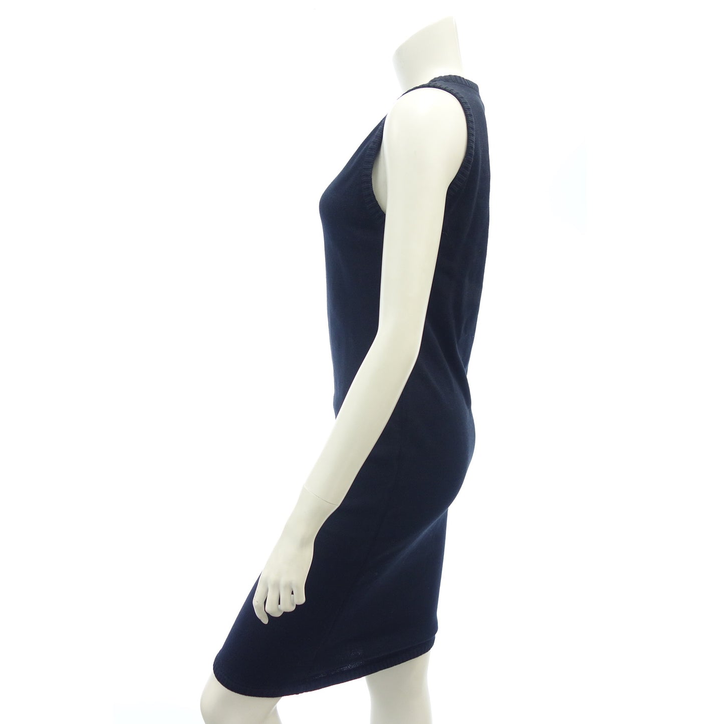 Used ◆Hermes knit dress sleeveless cotton ladies navy size 40 HERMES [AFB32] 