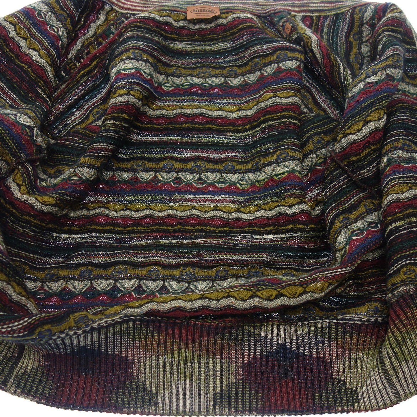 Good condition ◆ Missoni Knit Cardigan All Over Pattern Cable Knit Men's Multicolor 50 MISSONI [AFB52] 