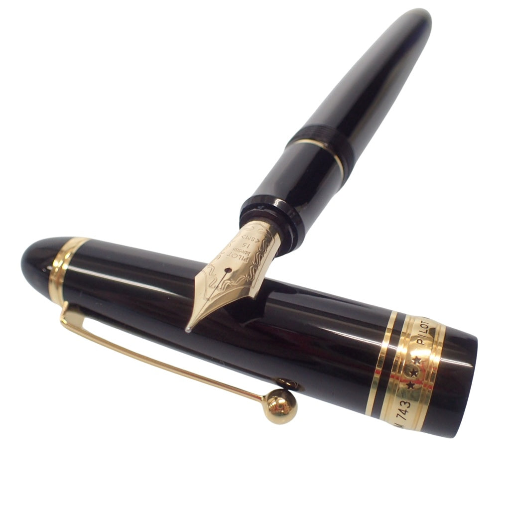 Good condition ◆ Pilot Fountain Pen Custom 743 Nib 14K 585 15 Black PILOT [AFI9] 