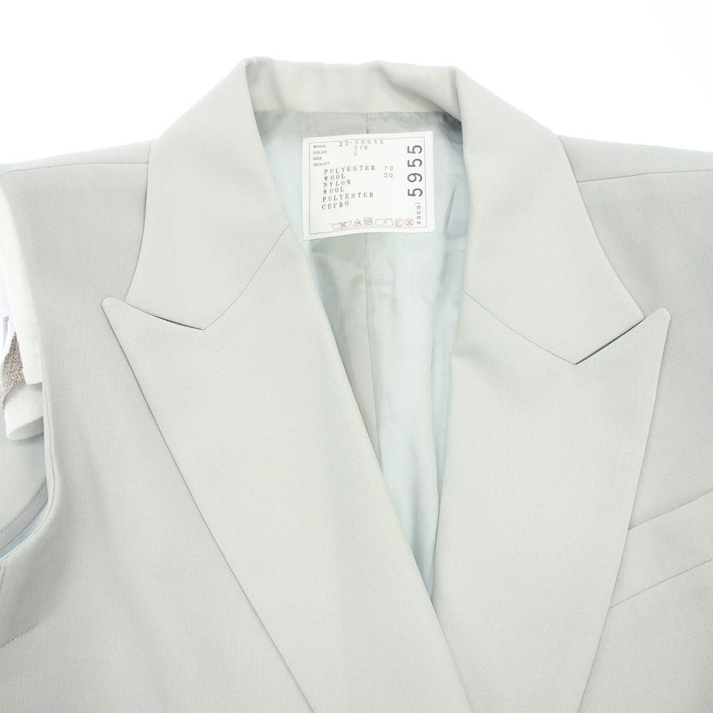 Good Condition◆Sacai Nylon Docking Tailored Vest 22-05955 Women's Size 2 Light Blue Sacai [AFB23] 