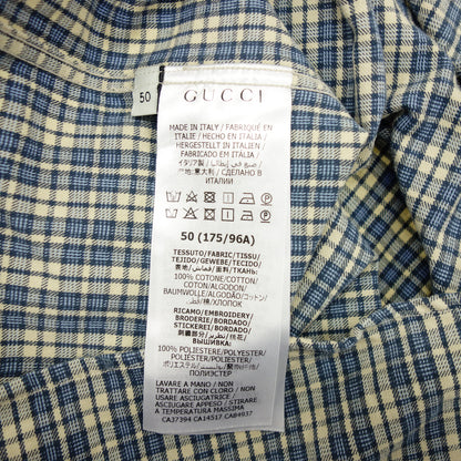 状况良好 ◆ Gucci 长袖衬衫格纹系扣领 628336 男士蓝色 尺码 50 GUCCI [AFB46] 