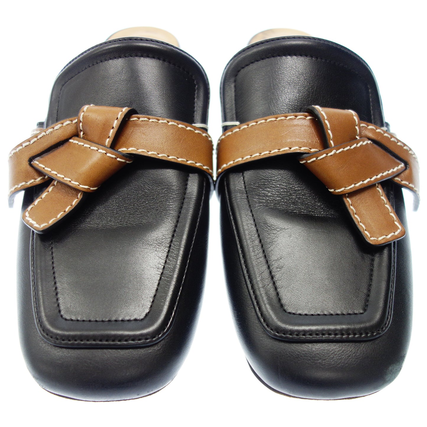 Used ◆LOEWE Leather Sandals Mule Gate Ladies 38 Black LOEWE [AFC4] 