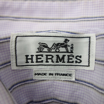 Hermes long sleeve shirt striped serie button men's purple 41 HERMES [AFB17] [Used] 