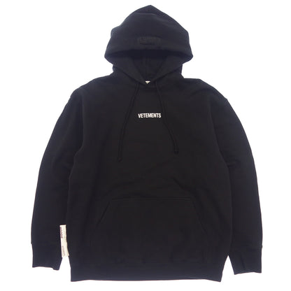 Good condition ◆ Vetements Logo Hoodie Parka Pullover Big Tag Men's Size S Black VETENENTS [AFB37] 