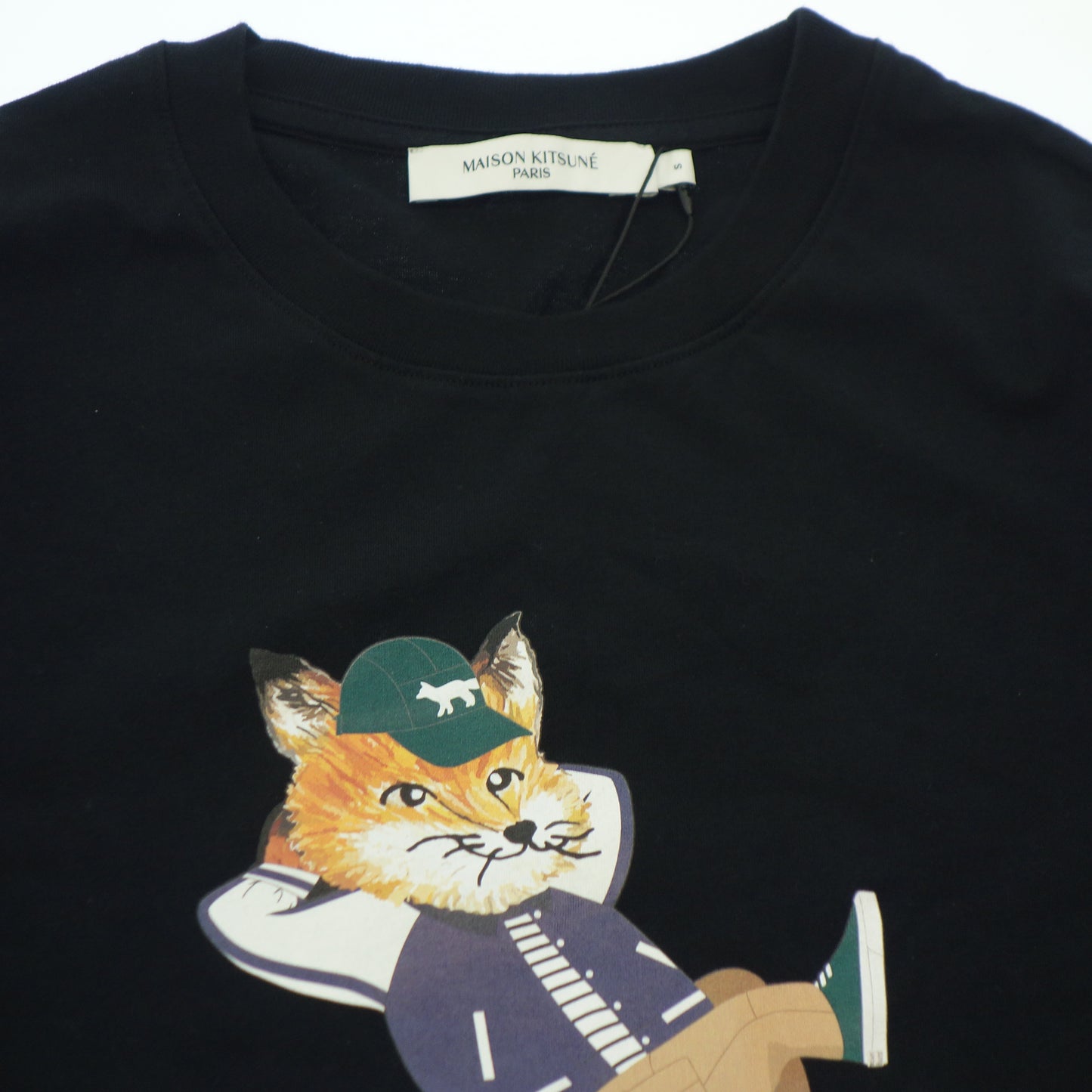 Like new◆Maison Kitsune T-shirt Print Dressed Fox Easy KM00103KJ0008 Size S Men's Black MAISON KITSUNE [AFB26] 