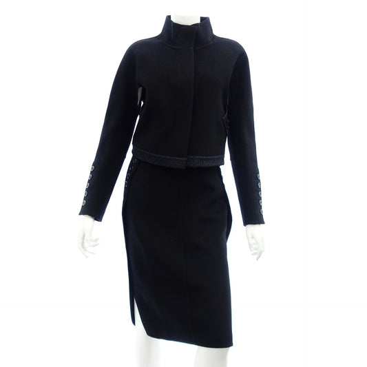 LOUIS VUITTON Setup Stand Collar Jacket Skirt Button Design Cashmere Women's Black LOUIS VUITTON [AFB14] [Used] 