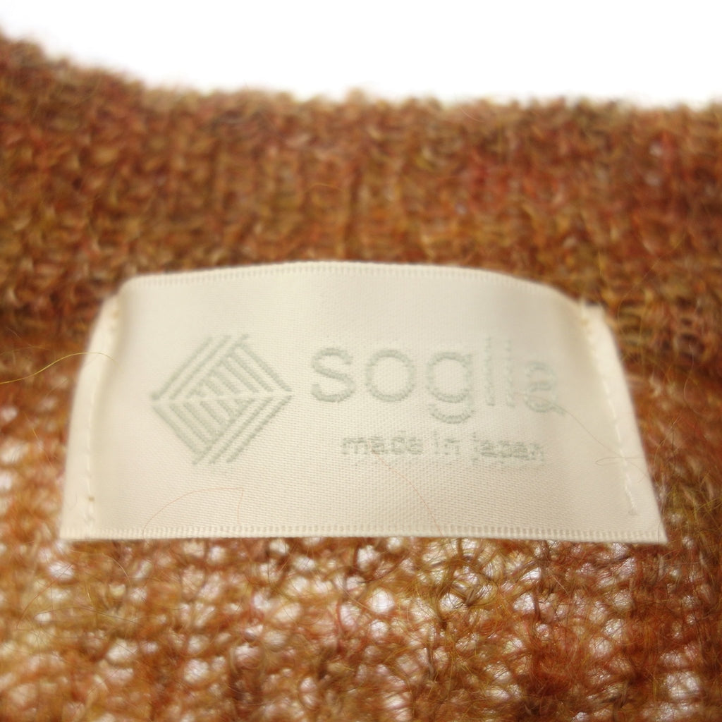 Good condition ◆ Soglia knit sweater crew neck mohair blend men's size L orange soglia [AFB39] 