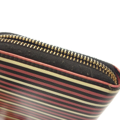 Used ◆Prada long wallet round zipper stripe saffiano multicolor PRADA [AFI16] 