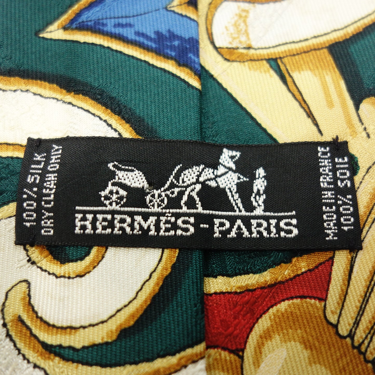 Very good condition◆Hermes silk tie scarf pattern green HERMES [AFI19] 