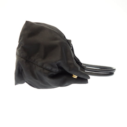 二手的 ◆普拉达手提包 Tesuto 尼龙丝带设计黑色 PRADA [AFE12] 