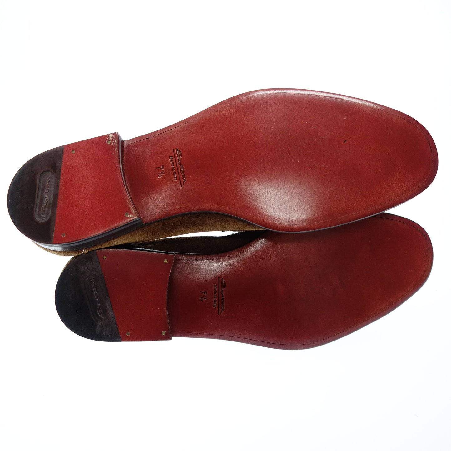 Santoni 皮革乐福鞋绒面革 Bit 男式 7.5 棕色 Santoni [AFD1] [二手] 