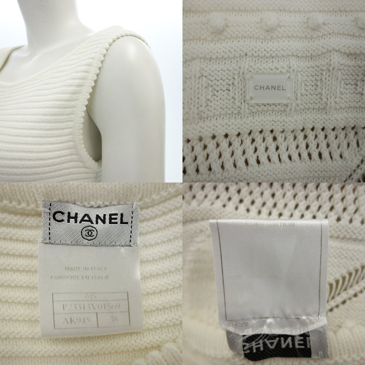 CHANEL Sleeveless Knit Dress 04S 38 Women's White CHANEL [AFB26] [Used] 