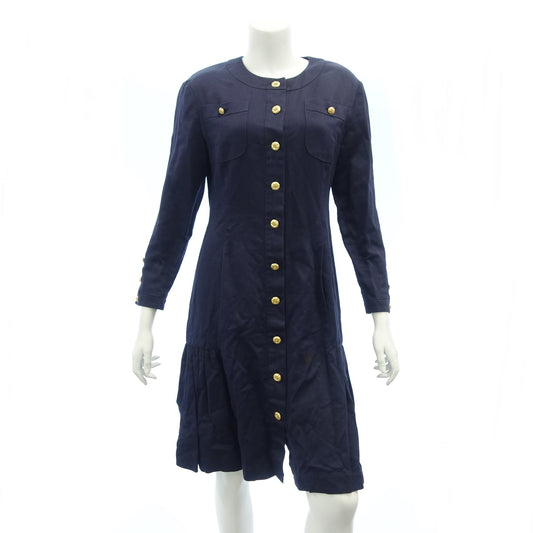 CHANEL Dress Gold Button Women's Navy CHANEL [AFB1] [Used] 