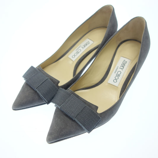 Jimmy Choo Leather Pumps Suede Ribbon Women's 35 Gray JIMMY CHOO [AFC6] [Used] 