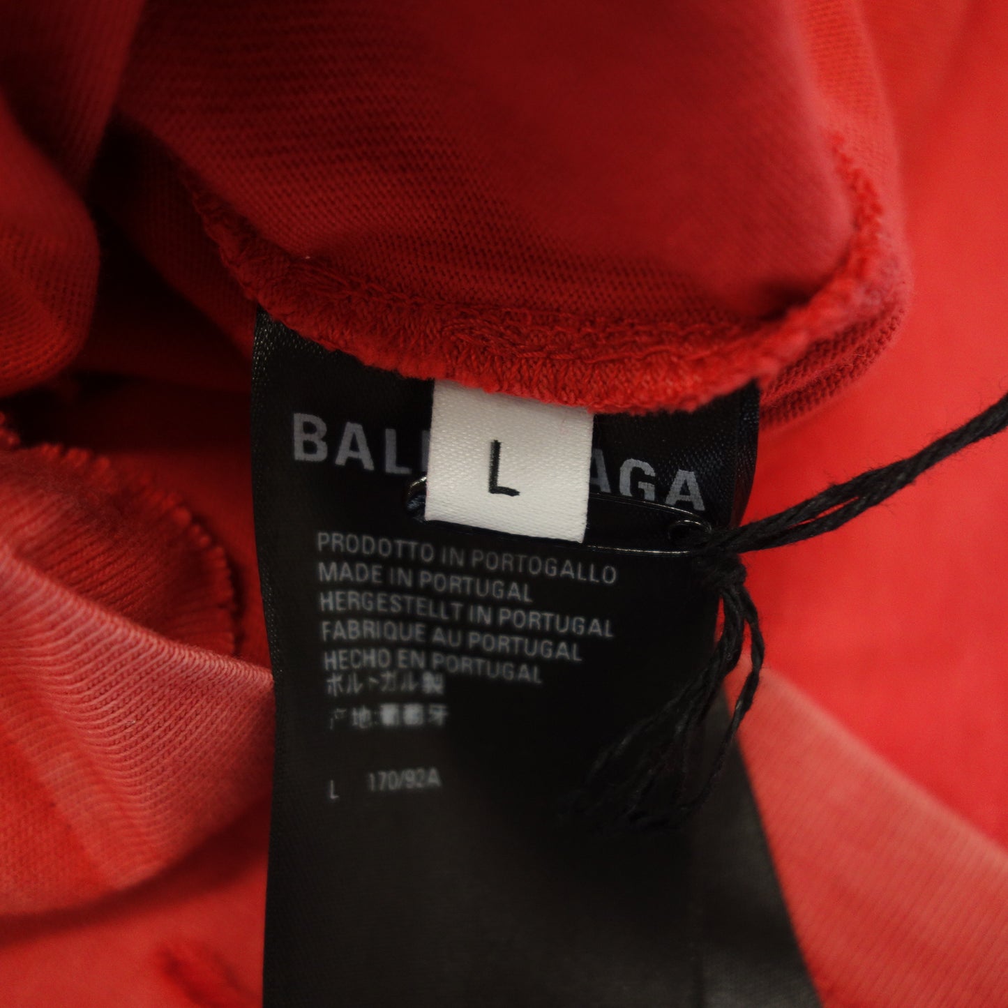 如同新品 ◆ Balenciaga 612965 短袖T恤 破烂仿旧红色 尺码 L BALENCIAGA [AFB1] 